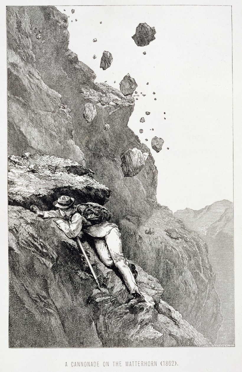 ドイツ作家　油絵　古画　【マッターホルン】ジョセフ・ クノーブラオホ エドワードウィンパー（1840〜1911年）によって彫刻された